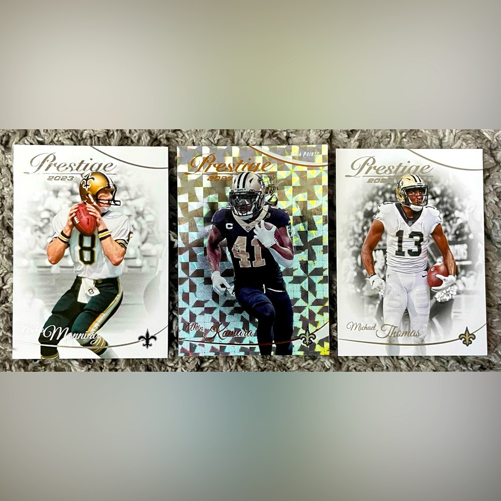 New Orlean Saints football cards Alvin Kamara, Michael Thompson & Archie Manning